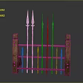 Ancient Spears Mounted on Wooden Rack for Historical Weapon 3d model