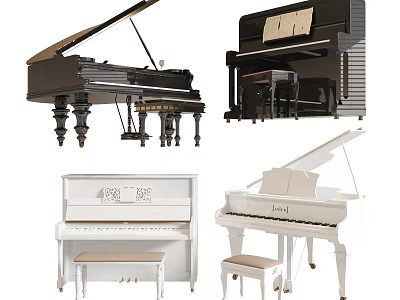 Modern Piano Vertical Piano Grand Piano 3d model