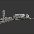 Natural Stone Structure Scene With Archway Tree Trunk And Earthen Ground 3d model