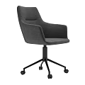 Modern Gray Office Chair With Armrests Black Base And Rolling Wheels 3d model
