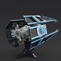 Building Blocks Spaceship Model With Blue And Black Detailed Structure Design 3d model