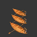 Two Handcrafted Wooden Boats With Oars And Detailed Wooden Supports
