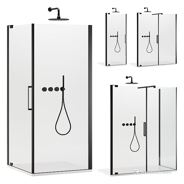 Modern Shower Sauna Design With Glass Enclosure Metal Handles And Control Knobs 3d model 
