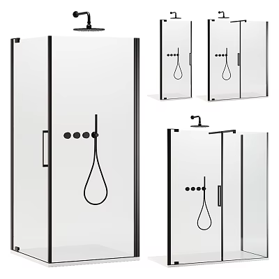 Modern Shower Sauna Design With Glass Enclosure Metal Handles And Control Knobs 3d model
