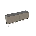 Modern Console Sideboard Cabinet With Herringbone Pattern Wood Brass Handles And Metal Legs