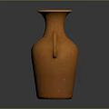 Orange Ceramic Vase with Two Handles and Textured Surface for Home Decor