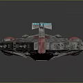 Futuristic Sci Fi Spaceship Model With Gray Red Color Sharp Bow And Multiple Engines Design 3d model