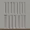 White Roman Columns in Two Rows Against Beige Wall With Wooden Floor Classical Design
