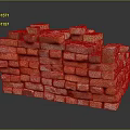 Rustic Stacked Red Bricks Structure With Textured Surfaces And Reflective Base