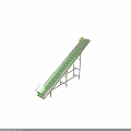 Industrial Inclined Conveyor System With Green Belt And Metal Support Frame