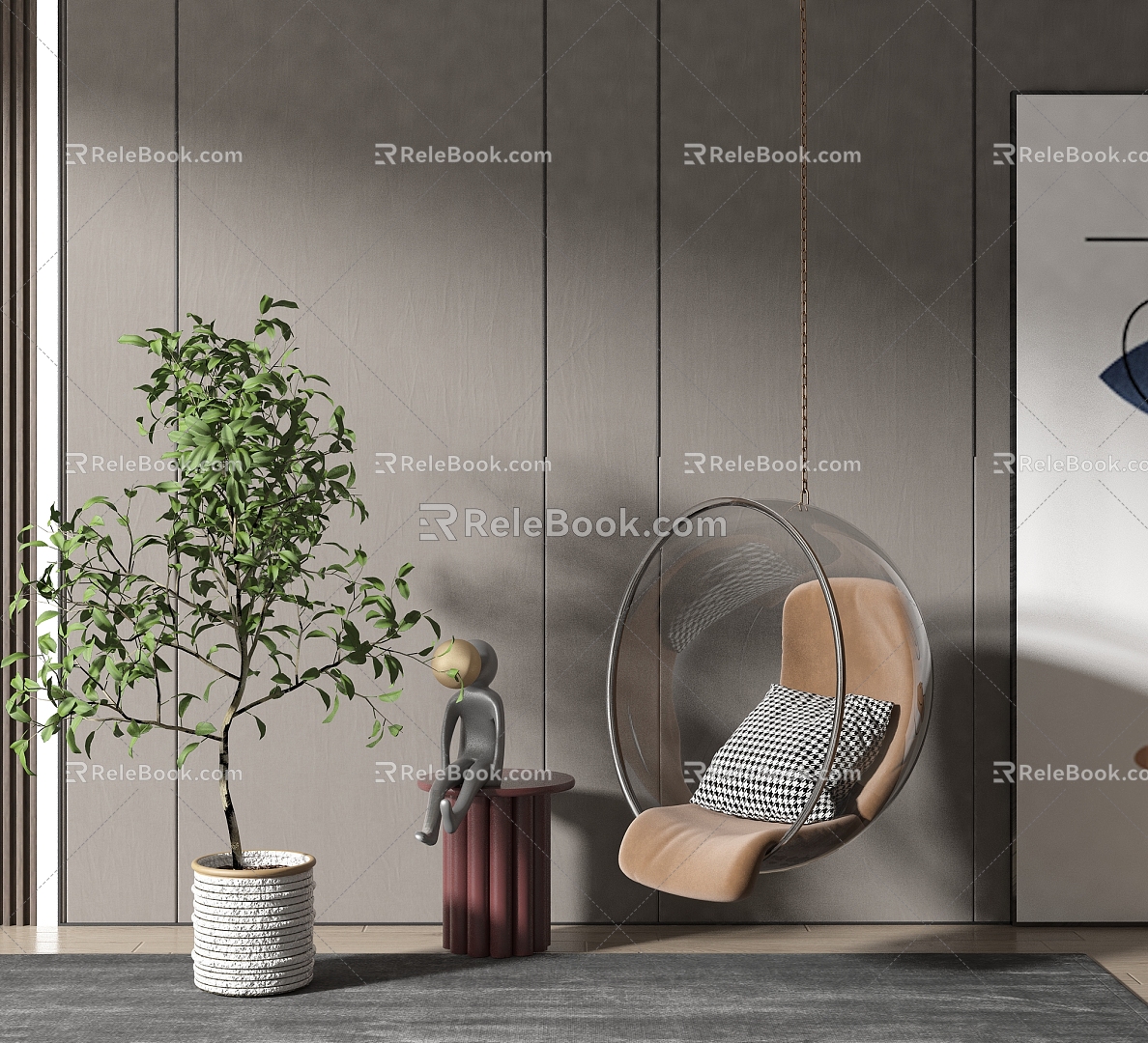 Modern Hanging Chair Glass Hanging Chair 3d model