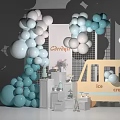 Pastel Balloon Decorated Party Setup With Ice Cream Truck And Carrier Backdrop