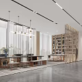 Modern Property Sales Office Interior With Building Model Large Screen And Chandelier