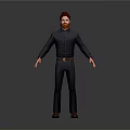 Man With Red Hair Beard In Dark Shirt Pants Arms Outstretched Against Gray Background