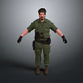 Green Military Uniform Game Movie Character With Black Gloves Brown Boots And Gear
