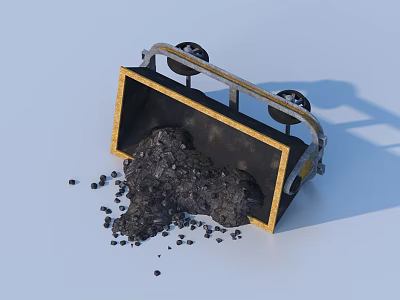 Tipped Over Metal Wheelbarrow With Spilled Black Gravel And Home Garden Wheels 3d model