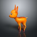 Orange Deer 3D Model With Big Ears Big Eyes And Pink Legs On Gray Background