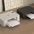 Two Office Printers White And Black On Desk Printing Documents 3d model