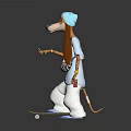 Cartoon Dog Game Character Skateboarding With Blue Hat Light Blue Shirt And White Pants