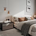 Modern Bedroom Interior Design With Large Bed Nightstand Circular Chandelier And Window