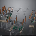 Electrical Equipment Structure With Metal Frames Orange Components And Green Parts