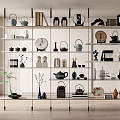 New Ornaments Combination Bookshelf Bookcase Teapot 3d model
