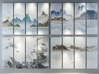 New Chinese Landscape Painting Decorative Painting 3d model