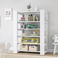 Kids White Bookshelf With Books Toy Car Storage Boxes And Wall Art In Room