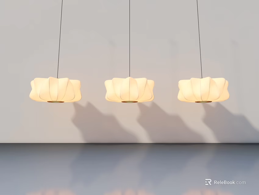 Sleek Hinged Door Design In Modern Home With White Wall And Pendant Lights 3d model 