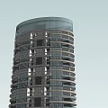 Modern Tall High Rise Building With Glass Curtain Facade And Multiple Floors