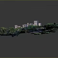 Modern Castle Model Display With Green Trees Grass Circular Layout Towers Main Building Walls