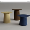 Modern Minimalist Side Tables with Round Tops and Cylindrical Bases in Yellow Brown Blue