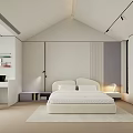 Modern Bedroom Interior With Large Bed Green Bedding White Wardrobes Bedside Tables And Window View