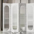 Modern Four Panel Room Divider With White Speckled Frame And Transparent Panels 3d model