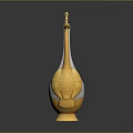 Gold And White Swan Shaped Ewer Sculpture With Intricate Carving Details