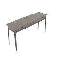 Modern Dressing Table With Wooden Surface Metal Legs And Three Drawers