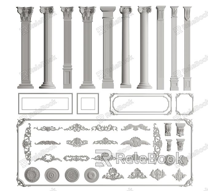 European Roman Column Carved model