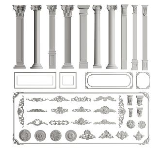 European Roman Column Carved 3d model