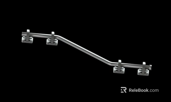 Straight Metal Support Rod With Mounting Plates For Structural Applications 3d model 