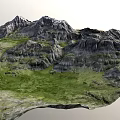 Rugged Mountain Landscape With Snow Capped Peaks And Lush Green Vegetation