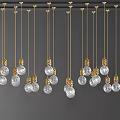 Golden Modern Chandeliers With Various Shapes Cylindrical Combinations And Transparent Glass Bulb Lights