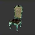 Classic Single Chair With Carved Wooden Backrest And Patterned Upholstered Seat