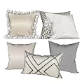 Stylish Decorative Pillows With Neutral Tones Geometric Patterns Pom Pom Trim And Textured Fabrics