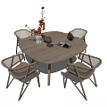 Modern Dining Table and Chair Combination Log Dining Table and Chair Dining Table and Chair Combination 3d model