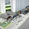 Modern Commercial Street With Stylish Shops Pedestrian Walkways And Green Landscapes