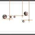 Modern Chandelier with Multiple Spherical Moon Texture Shades and Metal Hanging Structure 3d model