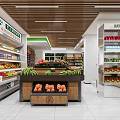 Spacious Well Organized Supermarket Interior With Shelves Full Of Grocery Products And Checkout Counter
