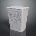 White Decorative Trash Bin With Intricate Hollow Out Pattern For Household Use