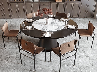 New Chinese Dining Table and Chair Round Dining Table Dining Chair Single Chair Wine Cabinet model