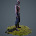 Alien Monster Character with Rough Skin Texture Sunken Face and Exposed Chest Veins